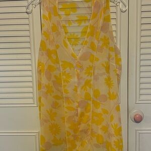 CAbi Yellow Floral Sleeveless Blouse